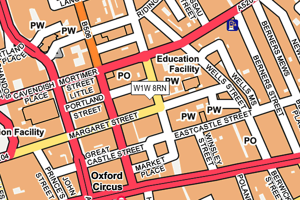 W1W 8RN map - OS OpenMap – Local (Ordnance Survey)