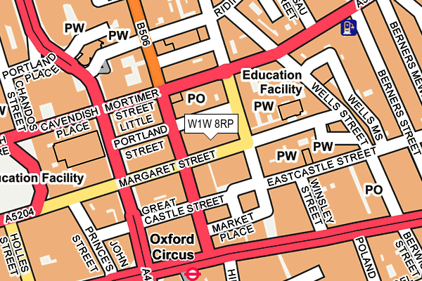 W1W 8RP map - OS OpenMap – Local (Ordnance Survey)