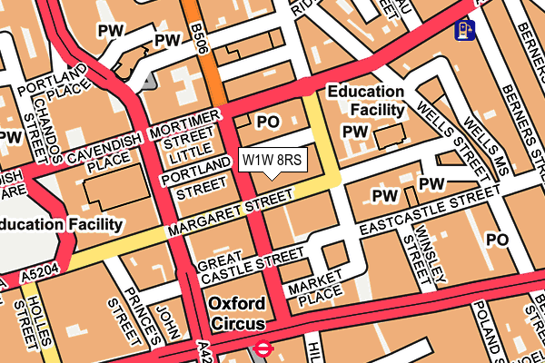 W1W 8RS map - OS OpenMap – Local (Ordnance Survey)