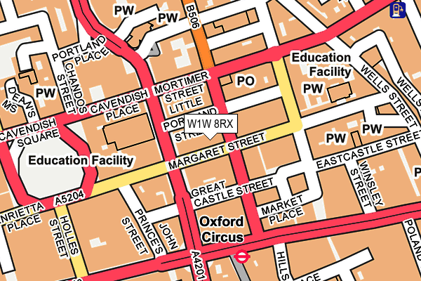 W1W 8RX map - OS OpenMap – Local (Ordnance Survey)