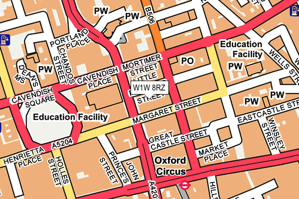 W1W 8RZ map - OS OpenMap – Local (Ordnance Survey)