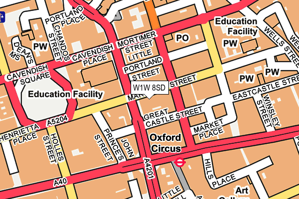 W1W 8SD map - OS OpenMap – Local (Ordnance Survey)