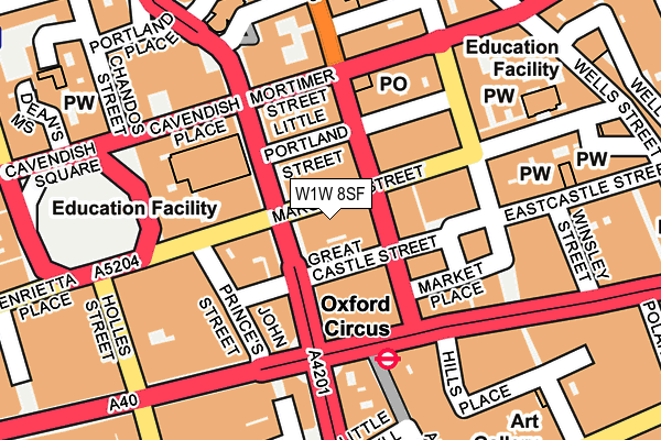 W1W 8SF map - OS OpenMap – Local (Ordnance Survey)