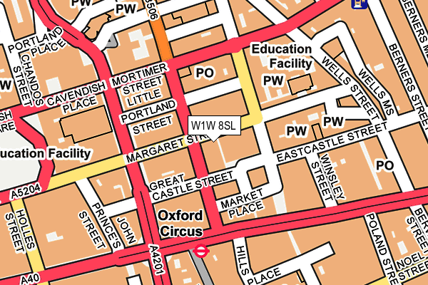 W1W 8SL map - OS OpenMap – Local (Ordnance Survey)