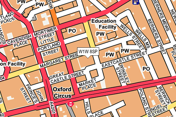 W1W 8SP map - OS OpenMap – Local (Ordnance Survey)