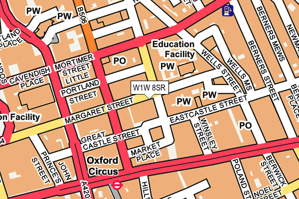 W1W 8SR map - OS OpenMap – Local (Ordnance Survey)