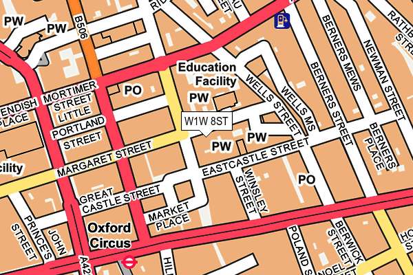 W1W 8ST map - OS OpenMap – Local (Ordnance Survey)