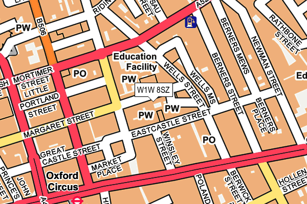 W1W 8SZ map - OS OpenMap – Local (Ordnance Survey)