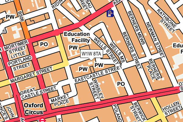 W1W 8TA map - OS OpenMap – Local (Ordnance Survey)