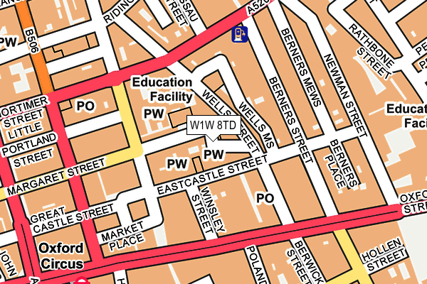 W1W 8TD map - OS OpenMap – Local (Ordnance Survey)