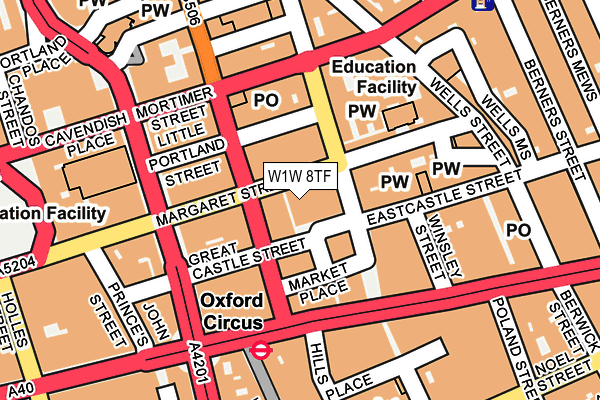 W1W 8TF map - OS OpenMap – Local (Ordnance Survey)