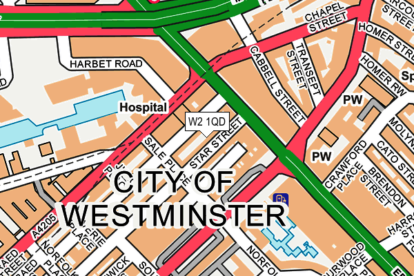 W2 1QD map - OS OpenMap – Local (Ordnance Survey)