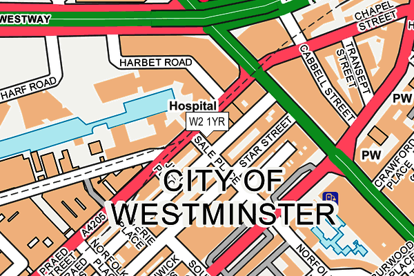 W2 1YR map - OS OpenMap – Local (Ordnance Survey)