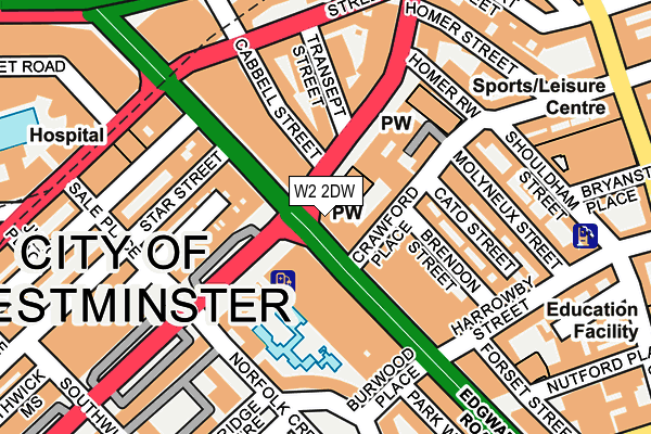 W2 2DW map - OS OpenMap – Local (Ordnance Survey)