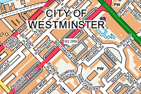 W2 2RN map - OS OpenMap – Local (Ordnance Survey)