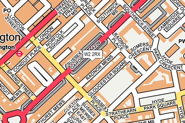W2 2RX map - OS OpenMap – Local (Ordnance Survey)