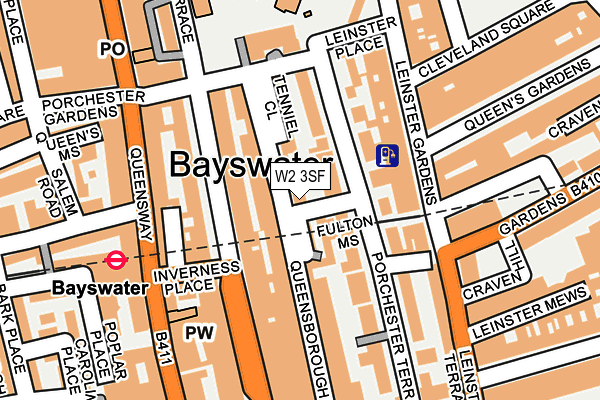 W2 3SF map - OS OpenMap – Local (Ordnance Survey)