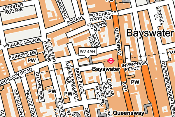 W2 4AH map - OS OpenMap – Local (Ordnance Survey)