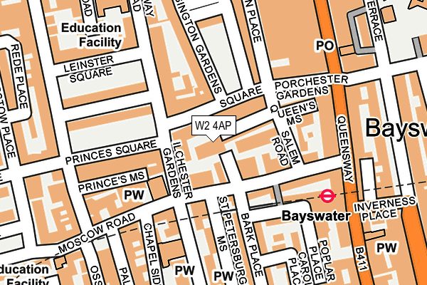 W2 4AP map - OS OpenMap – Local (Ordnance Survey)