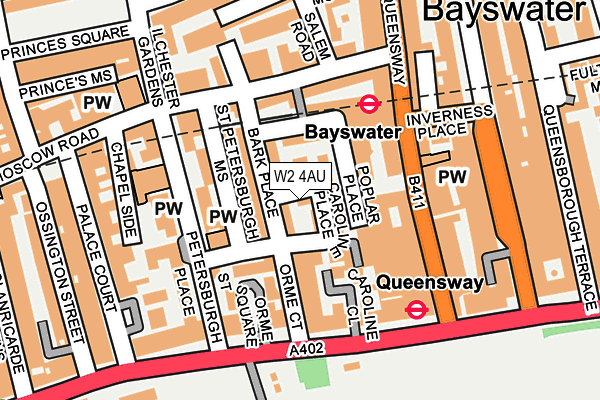 W2 4AU map - OS OpenMap – Local (Ordnance Survey)