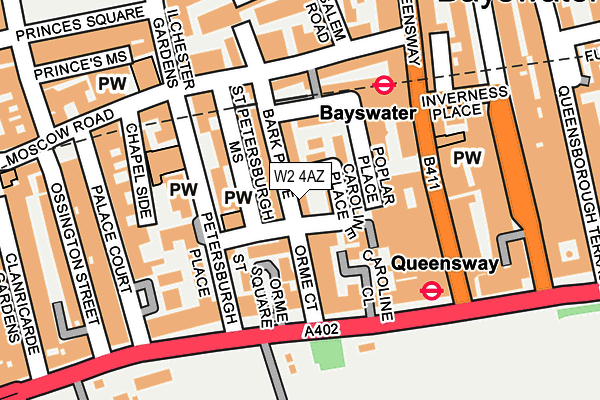 W2 4AZ map - OS OpenMap – Local (Ordnance Survey)