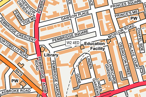 W2 4ED map - OS OpenMap – Local (Ordnance Survey)