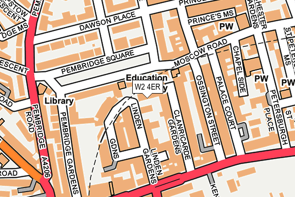 W2 4ER map - OS OpenMap – Local (Ordnance Survey)