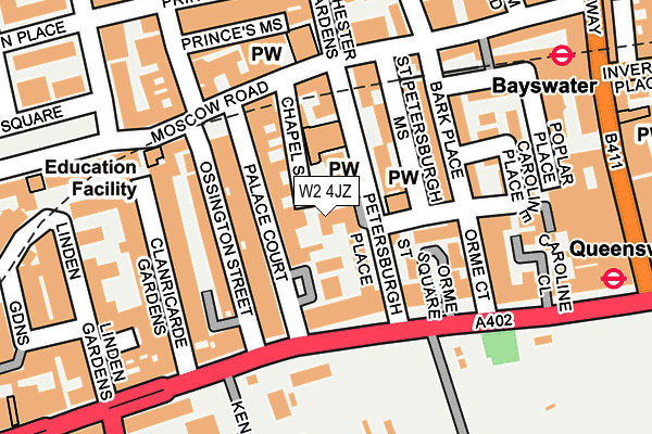 W2 4JZ map - OS OpenMap – Local (Ordnance Survey)