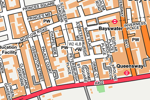 W2 4LB map - OS OpenMap – Local (Ordnance Survey)