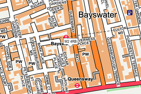 W2 4RB map - OS OpenMap – Local (Ordnance Survey)