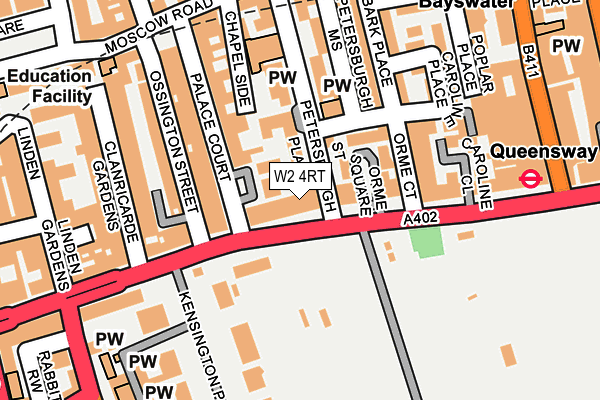W2 4RT map - OS OpenMap – Local (Ordnance Survey)