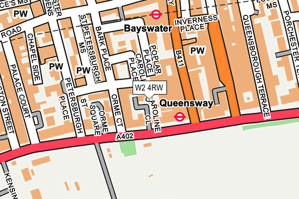 W2 4RW map - OS OpenMap – Local (Ordnance Survey)