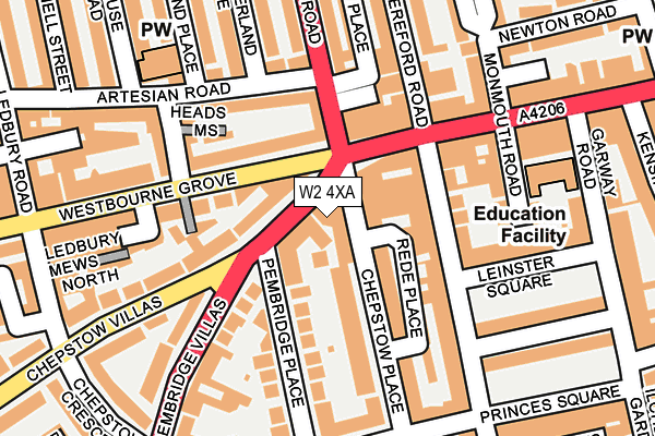 W2 4XA map - OS OpenMap – Local (Ordnance Survey)