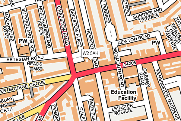 W2 5AH map - OS OpenMap – Local (Ordnance Survey)