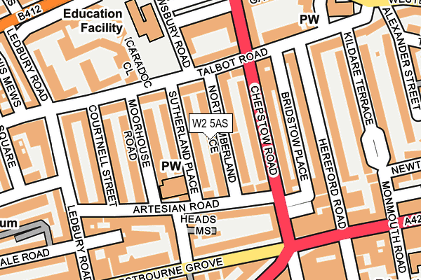 W2 5AS map - OS OpenMap – Local (Ordnance Survey)