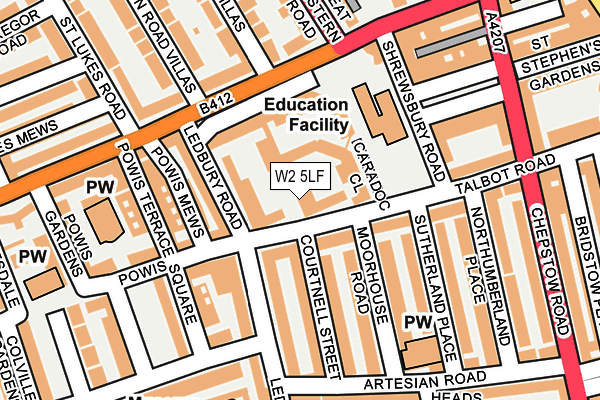 W2 5LF map - OS OpenMap – Local (Ordnance Survey)