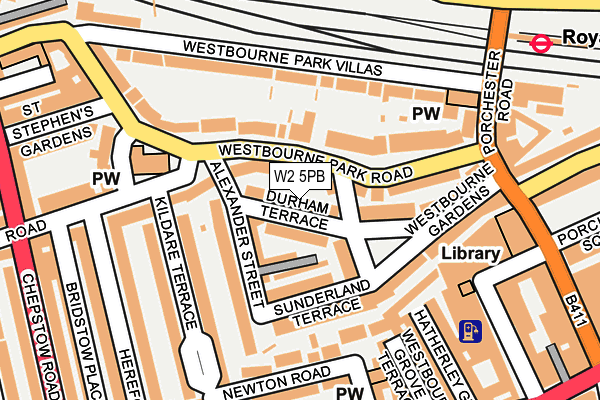 W2 5PB map - OS OpenMap – Local (Ordnance Survey)