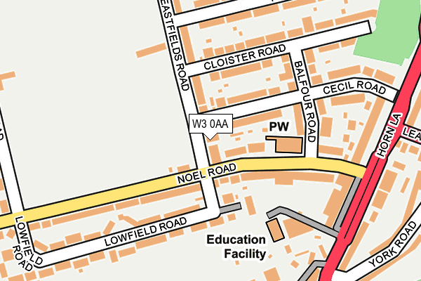 W3 0AA map - OS OpenMap – Local (Ordnance Survey)