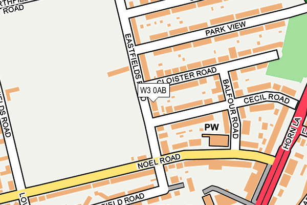 W3 0AB map - OS OpenMap – Local (Ordnance Survey)