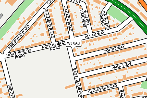 W3 0AG map - OS OpenMap – Local (Ordnance Survey)