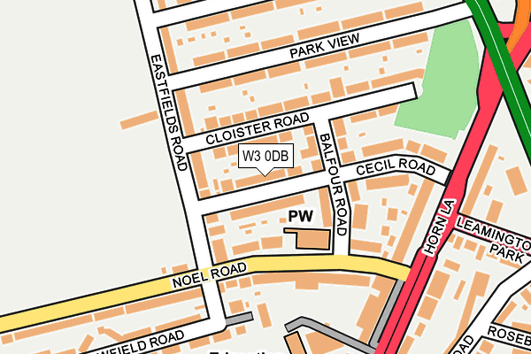 W3 0DB map - OS OpenMap – Local (Ordnance Survey)