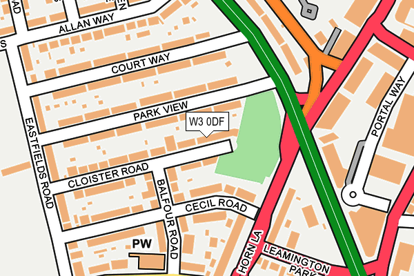 W3 0DF map - OS OpenMap – Local (Ordnance Survey)