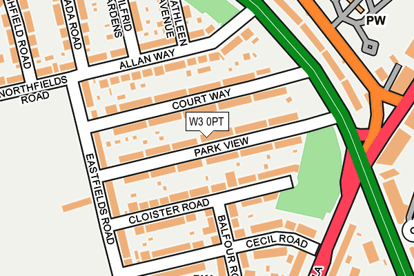 W3 0PT map - OS OpenMap – Local (Ordnance Survey)