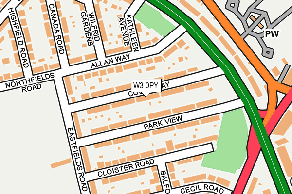 W3 0PY map - OS OpenMap – Local (Ordnance Survey)
