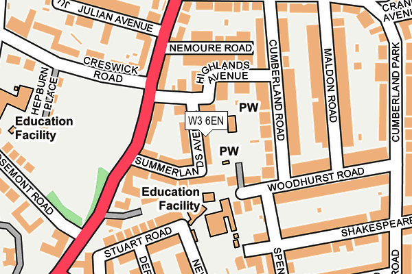 W3 6EN map - OS OpenMap – Local (Ordnance Survey)