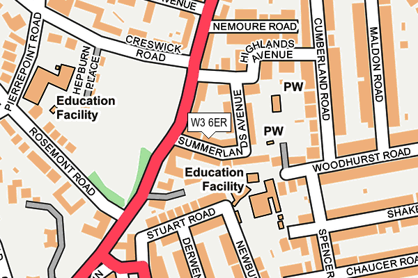 W3 6ER map - OS OpenMap – Local (Ordnance Survey)