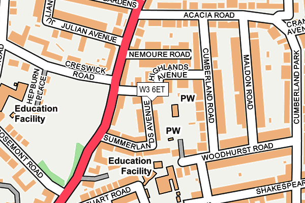 W3 6ET map - OS OpenMap – Local (Ordnance Survey)