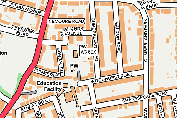 W3 6EX map - OS OpenMap – Local (Ordnance Survey)