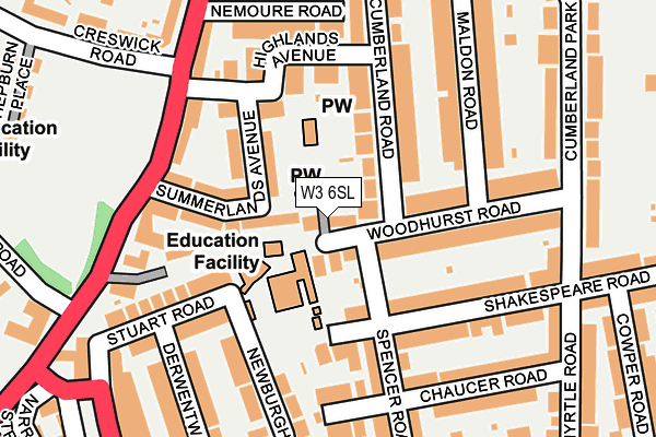 W3 6SL map - OS OpenMap – Local (Ordnance Survey)