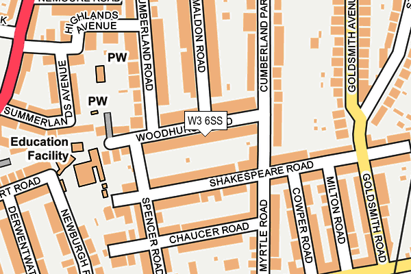 W3 6SS map - OS OpenMap – Local (Ordnance Survey)